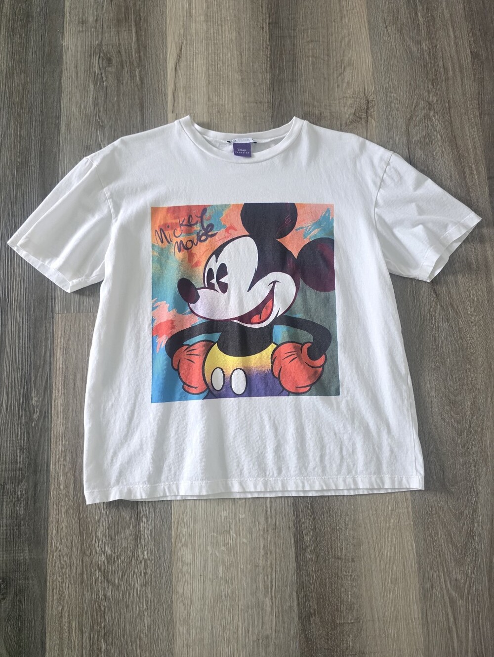 Zara Women's White Mickey Mouse T-shirt Size S
